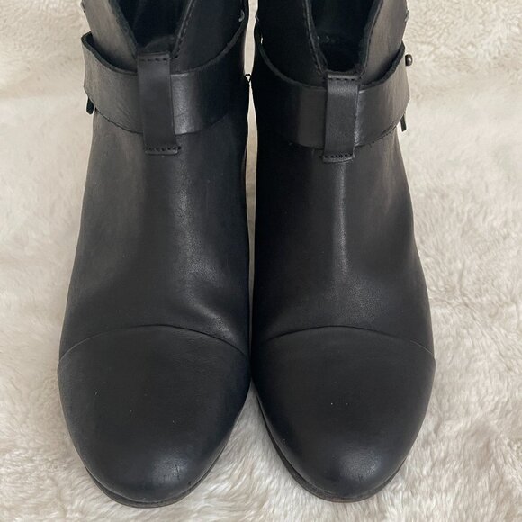 Rag & Bone Harrow Black Leather Ankle Heel Booties Size: 38.5 US 8.5 - Picture 4 of 16